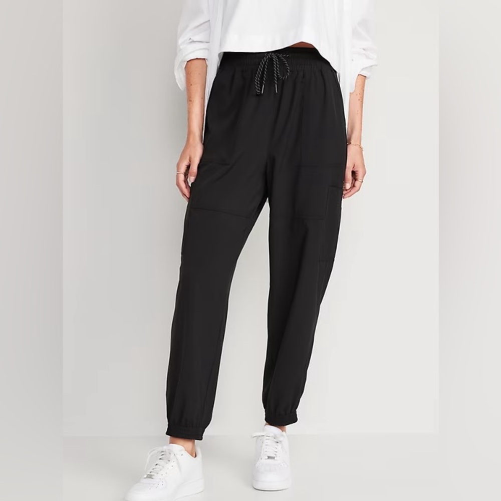Women’s old navy high waisted cargo pants joggers pocket stretchtech black